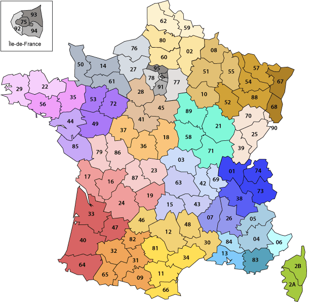 Carte de France Délégations régionales AFDN