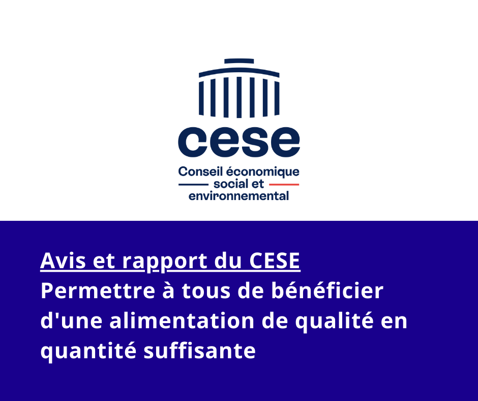 AFDN - Avis et rapport du CESE Permettre à tous de bénéficier d'une alimentation de qualité en quantité suffisante