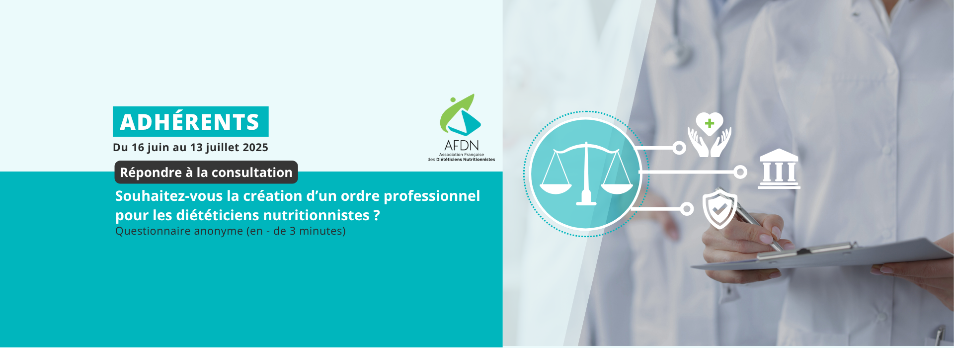 Consulation AFDN - Souhaitez-vous la création d’un ordre professionnel pour les diététiciens nutritionnistes ?