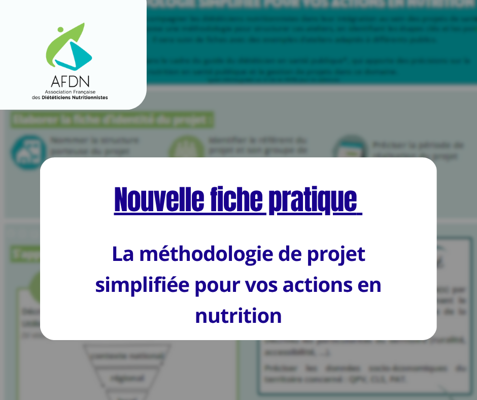 AFDN Fiche pratique - La méthodologie de projet simplifiée pour vos actions en nutrition
